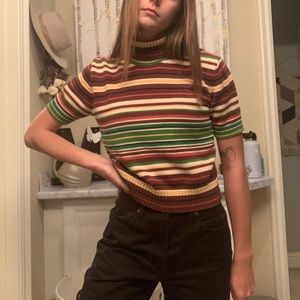 Vintage short sleeve striped turtle neck.